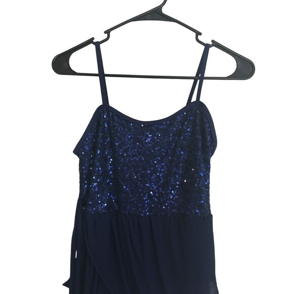 Balera Dance Leotard Women's Size Medium Adult Blue Sequins Asymmetrical - Picture 2 of 7
